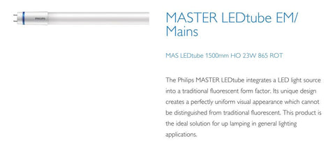 Philips 5ft (1500mm) LED Tube, 23w, 6500K, 3100LM With Rotating Caps (EM Starter / Mains)