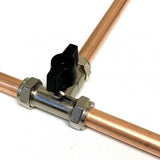 15mm Lever Large Bore Tee Isolation Valve — Chrome