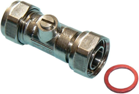 hep 15mm Service Valve Straight 1/2" — Chrome