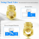 WiseWater 1" Brass Swing Check Valve — In-Line