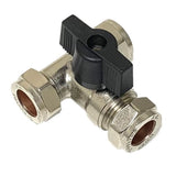 15mm Lever Large Bore Tee Isolation Valve — Chrome