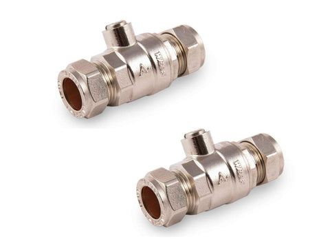 2 x 15mm Isolating Valves — Full Bore, WRAS Approved