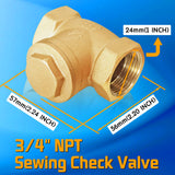 3/4" NPT Heavy Duty Brass Swing Check Valve