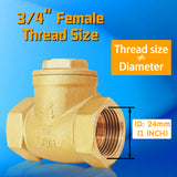 3/4" NPT Heavy Duty Brass Swing Check Valve