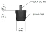 Rubber Bumper Feet, Levelers, 1/4-20 Thread, Solid Rubber