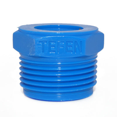 Tefen Nylon Reducing Bush 3/4" BSP Male x 3/8" BSP Female Blue