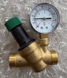 Honeywell D04FM Pressure Reducing Valve With Gauge (0-160 PSI). 1/2" BSP Female & 3/4" BSP Male (Dual Threads)