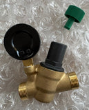 Honeywell D04FM Pressure Reducing Valve With Gauge (0-160 PSI). 1/2" BSP Female & 3/4" BSP Male (Dual Threads)