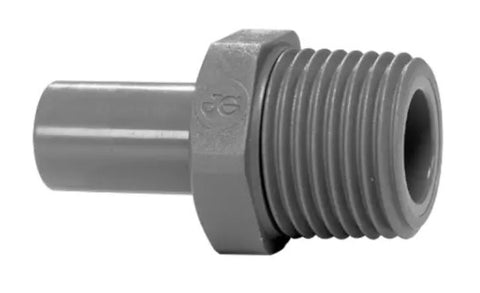 John Guest (RWC) Plastic Stem Adaptor, 1/2″ Stem × 1/2″ BSPT Male Thread