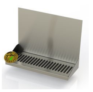 ACU Precision Sheet Metal 0400-24 Wall Mount Drip Tray with Drain - 6-3/8" x 24" x 14" x 1" - Stainless Steel # 4 Brushed Finish, 6" Height, 14" Width, 24" Length