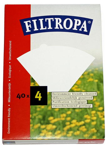 Filtropa Bleached (White) Coffee Papers, Size Four (1x4, 4K), Pack of 40 Coffee Filters