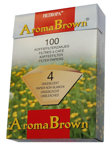 Filtropa Unbleached (Brown) Coffee Papers, Size Four (1x4, 4K), Pack of 100 Coffee Filters