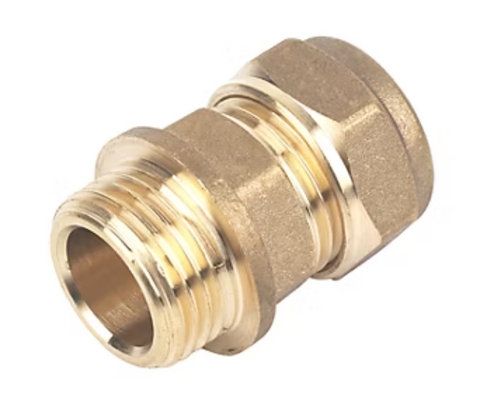 Brass Compression Adapting Male Coupler, 15mm Compression x 1/2" BSP Male