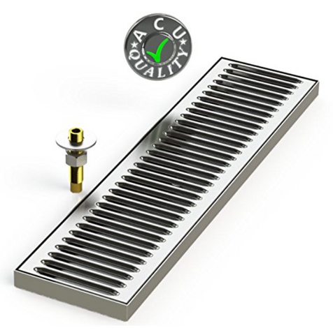 ACU Precision Sheet Metal 0150-20 Surface Mount Drip Tray with Drain 5" x 20" x 3/4" - Stainless Steel # 4 Brushed Finish, 0.75" Height, 5" width, 20" Length