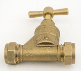 15mm Compression (C x C) Brass Stopcock (EN1213 WRAS Approved)