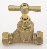15mm Compression (C x C) Brass Stopcock (BS1010 Approved)