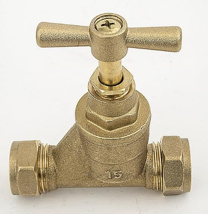 15mm Compression (C x C) Brass Stopcock (BS1010 Approved)