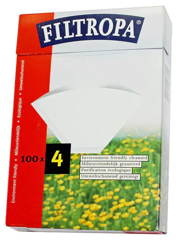 Filtropa Bleached White Coffee Filter Papers – Size Four (1x4, 4K) – Pack of 120