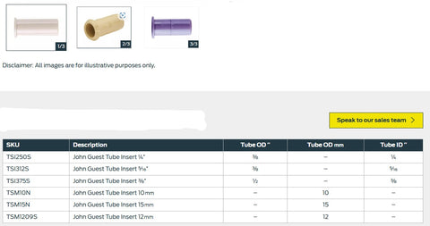 Tube Insert To Suit 3/8" OD Tubing And 5/16" ID