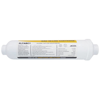 Inline Water Filter GAC 10" 1/4" NPT Female NSF Approved, Chlorine, Taste, Odour