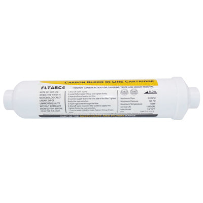 Inline Water Filter 1 Micron Carbon Block 10" 1/4" NPT Female