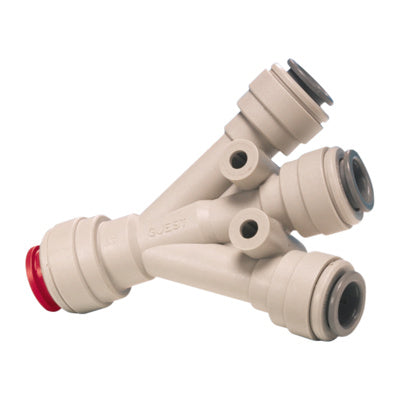 John Guest Three-Way Divider with Red Collet 3/8" Pushfit