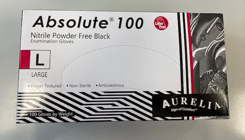 Cool Products Box of 100 x Aurelia Absolute 100 Black Nitrile Disposable Gloves