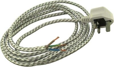 Universal White Iron Mains Cable and Plug Assembly – 2.5m Length – 13A 3-Core 0.75mm² Wire – Pre-Wired Replacement Power Cord for Irons and Small Appliances