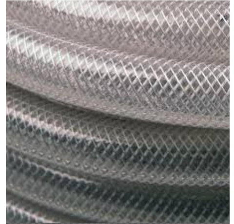 10mm ID x 16mm OD Reinforced Clear Braided PVC Tubing, 30 Metre Coil