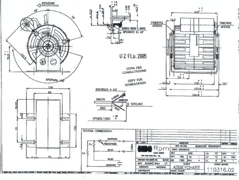 180w, 220v, 50Hz, 1380 RPM Pump Motor