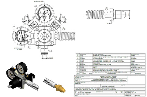 TOF Wall Mounted Mixed Gas Regulator c/w 2 Gauges & Hoses Set @ 3.8 Bar (55 PSI)