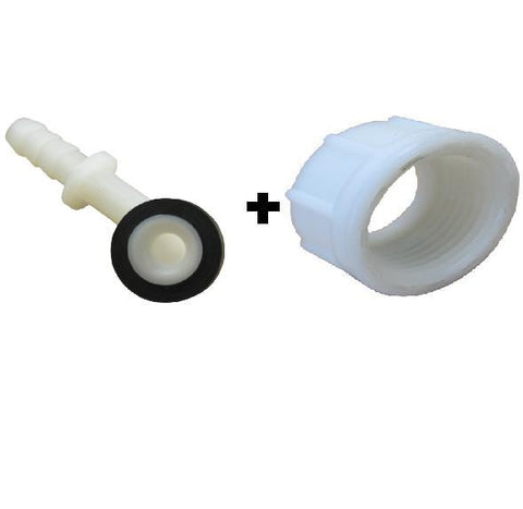 3/4" BSPF Nut & 3/8" Barbed Elbow Adapter In Plastic c/w Washer