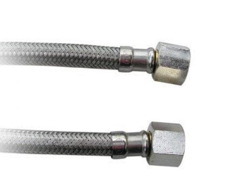 3/8" BSP Female Straight x 3/8" BSP Female Straight, Stainless Steel Braided Hose, 300mm Long, WRAS Approved
