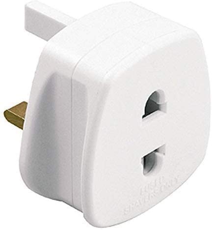White UK 2 Pin To 3 Pin 1A Fuse Adaptor Plug For Shaver/Toothbrush by Sojon Ltd