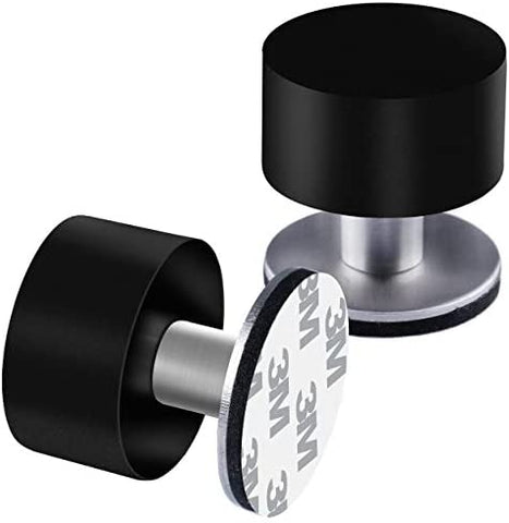 Adhesive Door Stops Pack of 2 Heavy Duty Stainless Steel Rubber Stopper NEW