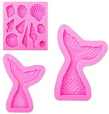 3 Pack Silicone Cake Mould Chocolate Moulds Mermaid Tail Mold Seashell Mold Swee