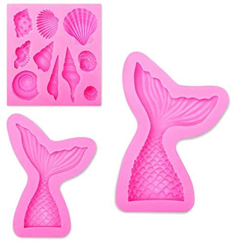 3 Pack Silicone Cake Mould Chocolate Moulds Mermaid Tail Mold Seashell Mold Swee
