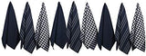 100 Cotton Tea Towel Set Of 5 Soft Durable Stylish Navy Design With Multiple Pat