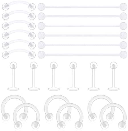 Incaton Clear Cartilage Earring Retainer Piercing 24PCS Flexible Acrylic Helix