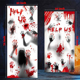 Halloween Window Decorations Bloody Zombie Handprints Posters Wall Decor 3 Pcs