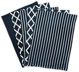 100 Cotton Tea Towel Set Of 5 Soft Durable Stylish Navy Design With Multiple Pat