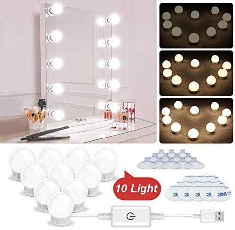 Makeup Light Vanity Mirror Lights Bath Mirror Light with 10 LED Light Bulb Hollywood Style Vanity Mirror Light Beauty Lights DIY Mirror Lamps Indoor Decorative Lights(USB No Mirror): Amazon.co.uk: Lighting