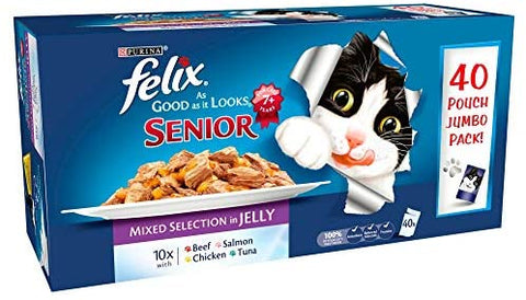 Felix As Good As It Looks Mixed Variety Senior Cat Food 100 g 40 Pouches Jelly
