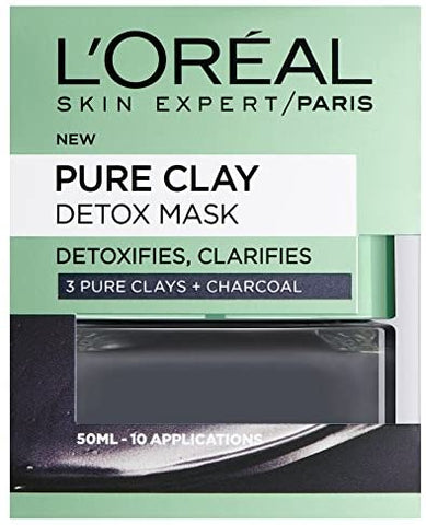 L’Oreal Paris Pure Clay Charcoal Black Detox Skin Face Mask Deep Cleansing