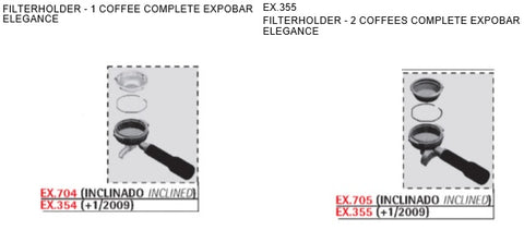 Single Filter Holder (Portafilter) Suitable for Expobar Elegance, Markus, Monroc, Elen, G-10