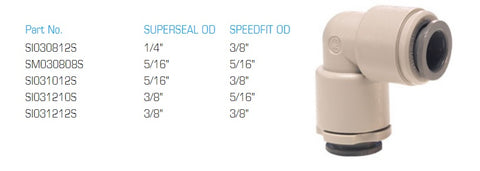 John Guest 5/16" Superseal Push Fit x 3/8" Push Fit Elbow
