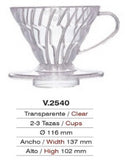 Hario 116mm Diameter Clear Coffee Brewer Cone / Dripper, 137mm Width & 102mm High, 2-3 Cups, Made From Methacrylate Plastic (For Manual Brewers & Pour Over)