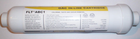 ABC 10" GAC In Line Water Filter c/w 1/4" Push Fit