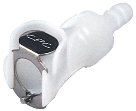 CPC (Colder) Quick-Disconnect Fitting, Hose Barb Body, Panel-Mount, Polypropylene, Valved, 1/4'' Flow Size, 1/4'' ID