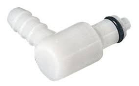 CPC (Colder) Quick-Disconnect Fitting, Hose Barb Elbow Insert, Polypropylene, Valved, 1/4'' Flow Size, 1/4'' ID